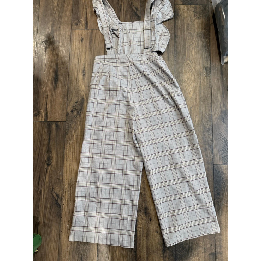 Umgee Gray Plaid Jumpsuit Large - Picture 3 of 4